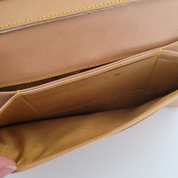 Hunting World Vintage Designer Tan Green Wallet Italian Retro Nylon Leather - Picture 5 of 11